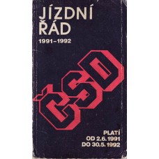 Jízdní řád ČSD 1991-1992 Jízdní řád ČSD 1991-1992