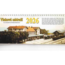 Kalendář  stolní 2025 Vlaková nádraží na starých pohlednicích