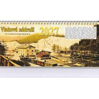 Kalendář stolní 2027 Vlaková nádraží na starých pohlednicích 